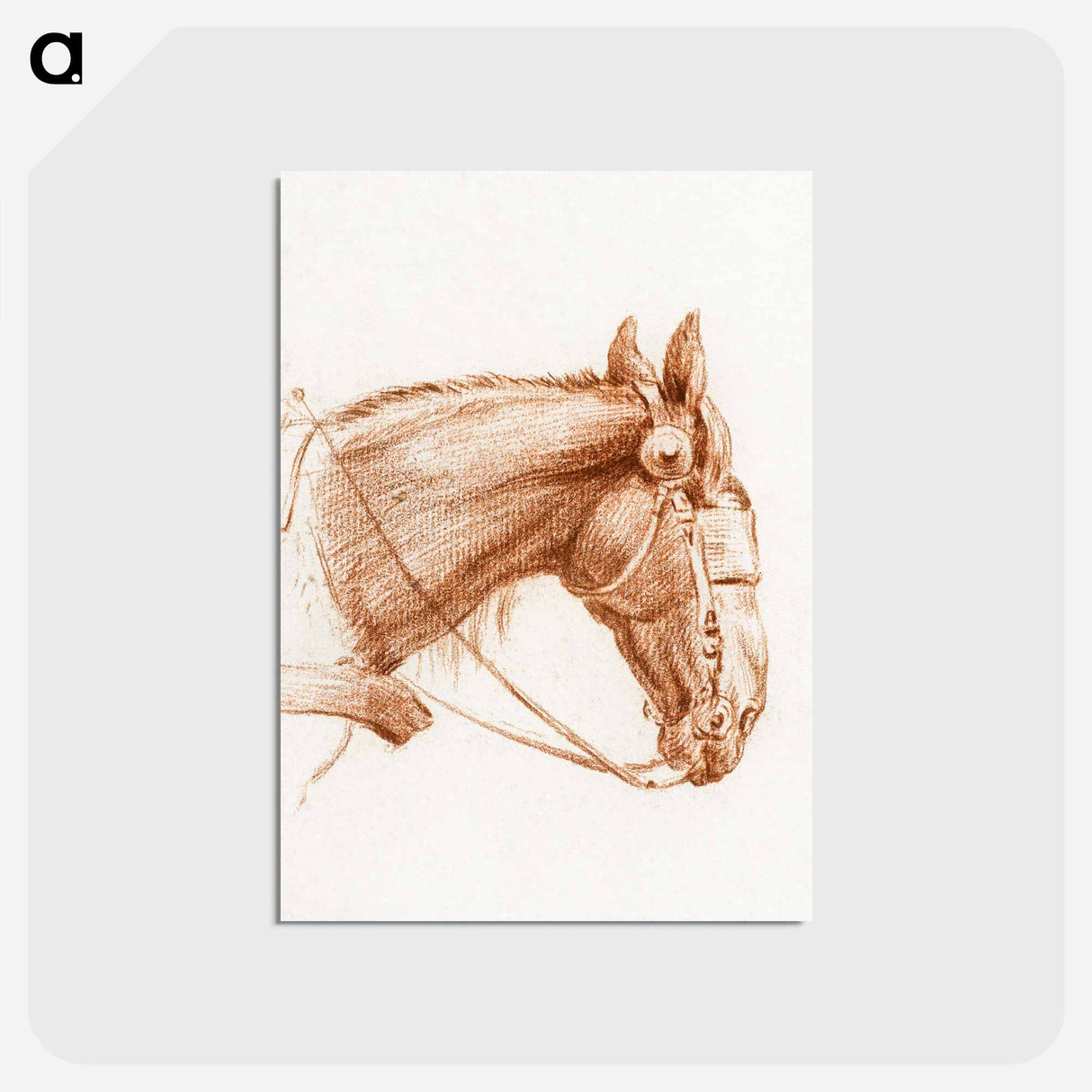 アートポストカード-Head of a horse with blinkers - ジャン ベルナール Postcard.