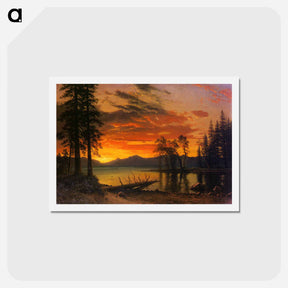 アートポストカード-Sunset over the River - アルバート ビアスタット Postcard.