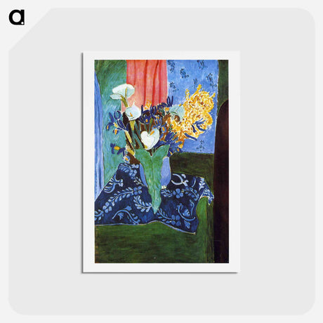 アートポストカード-Calla Lilies, Irises and Mimosas - アンリ マティス Postcard.