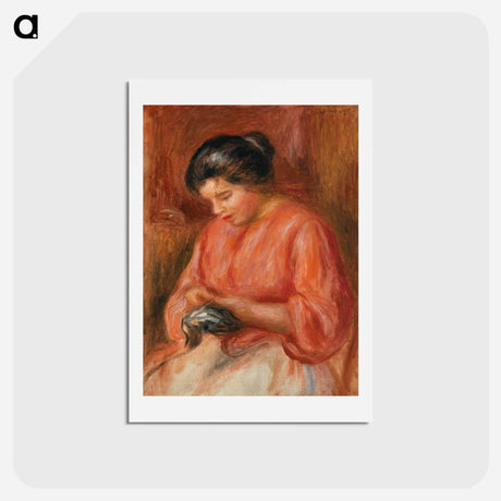 アートポストカード-Girl Darning - ピエール オーギュスト ルノワール Postcard.