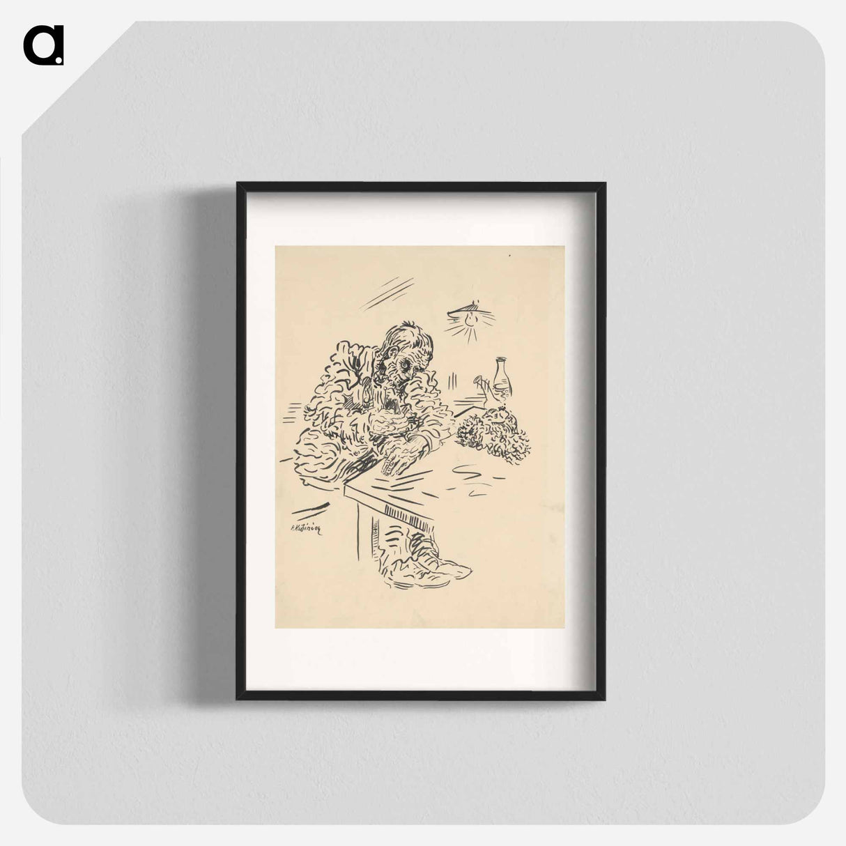 Drinking man at a table - アーノルド ピーター ワイズ クビンチャン Poster.