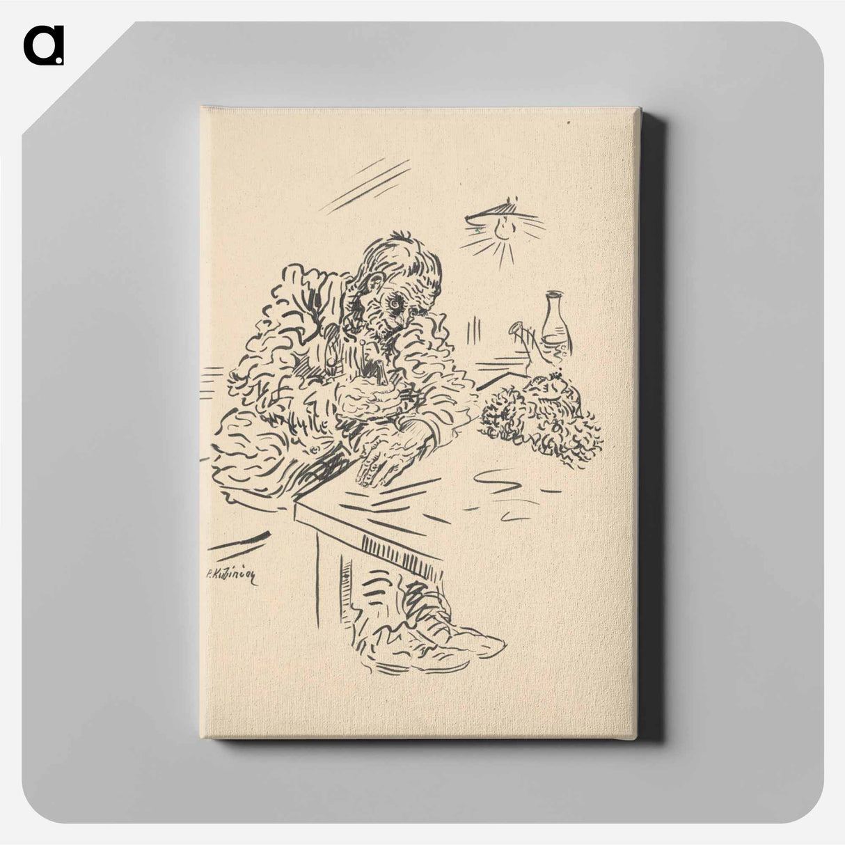 Drinking man at a table - アーノルド ピーター ワイズ クビンチャン Canvas.