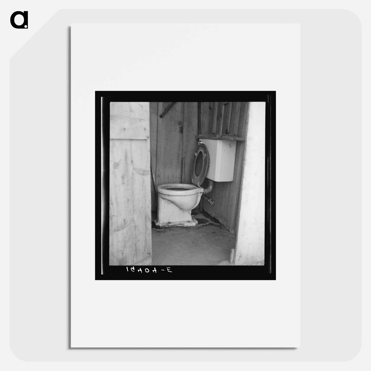 Toilet for ten cabins, men, women and children in auto camp for Arkansawyers, recent migrants to California. - Dorothea Lange Poster.