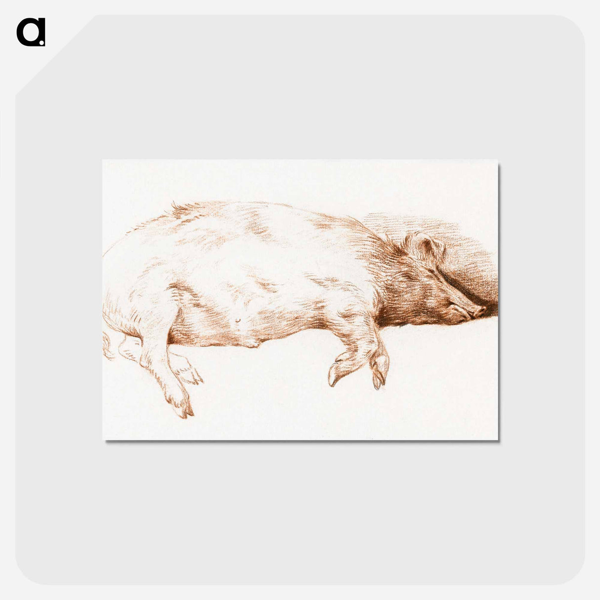 アートポストカード-Lying pig - ジャン ベルナール Postcard.