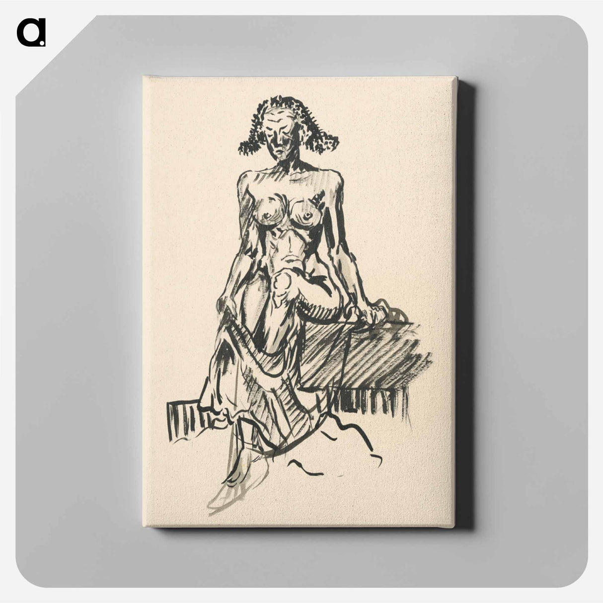 Seated female nude - アーノルド ピーター ワイズ クビンチャン Canvas.
