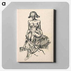 アートパネル-Seated female nude - アーノルド ピーター ワイズ クビンチャン Canvas.