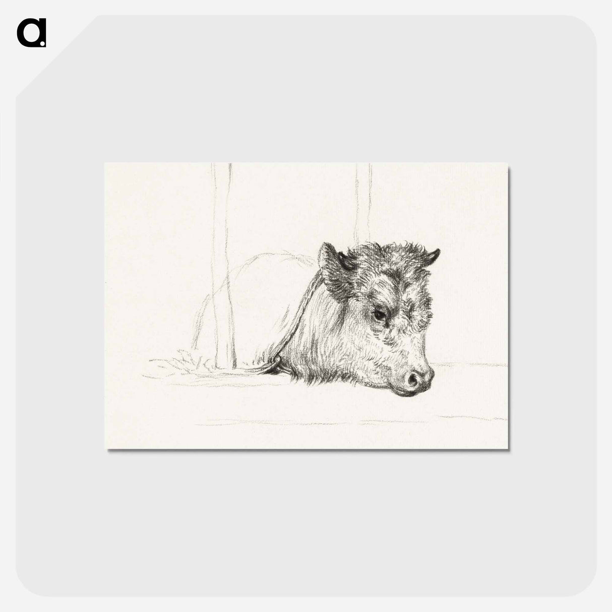 アートポストカード-Head of a cow - ジャン ベルナール Postcard.
