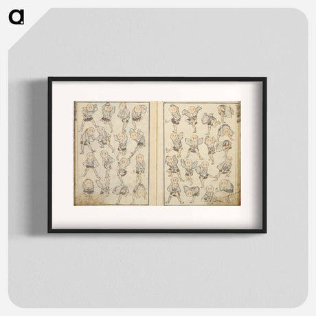 アートポスター-Random sketches by Hokusai volumes 1 to 11 - 葛飾 北斎 Poster.