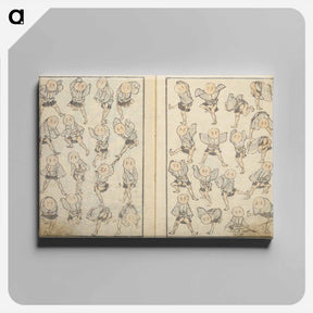 アートパネル-Random sketches by Hokusai volumes 1 to 11 - 葛飾 北斎 Canvas.