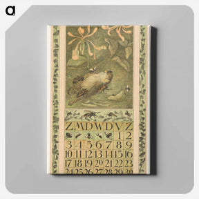 アートパネル-Kalenderblad september met dode mus en kevers - テオ ヴァン ホイテマ Canvas.