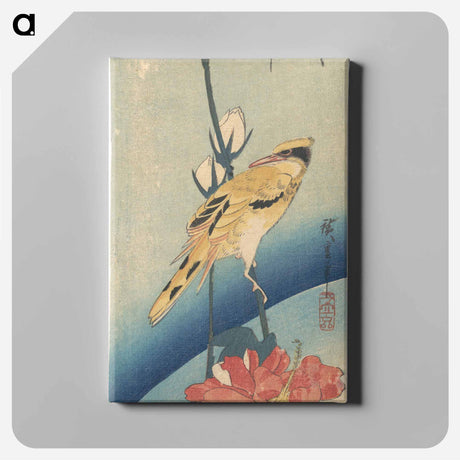 アートパネル-Crested Yellow Bird and Hibiscus
 - 歌川 広重 Canvas.