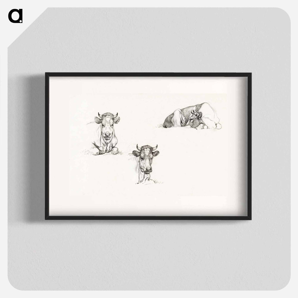 Three sketches of a lying cow - ジャン ベルナール Poster.