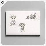 アートパネル-Three sketches of a lying cow - ジャン ベルナール Canvas.
