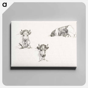 アートパネル-Three sketches of a lying cow - ジャン ベルナール Canvas.