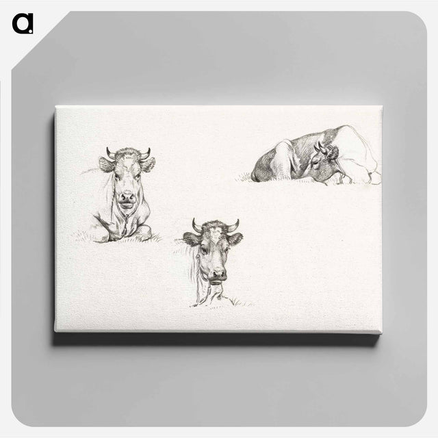 アートパネル-Three sketches of a lying cow - ジャン ベルナール Canvas.