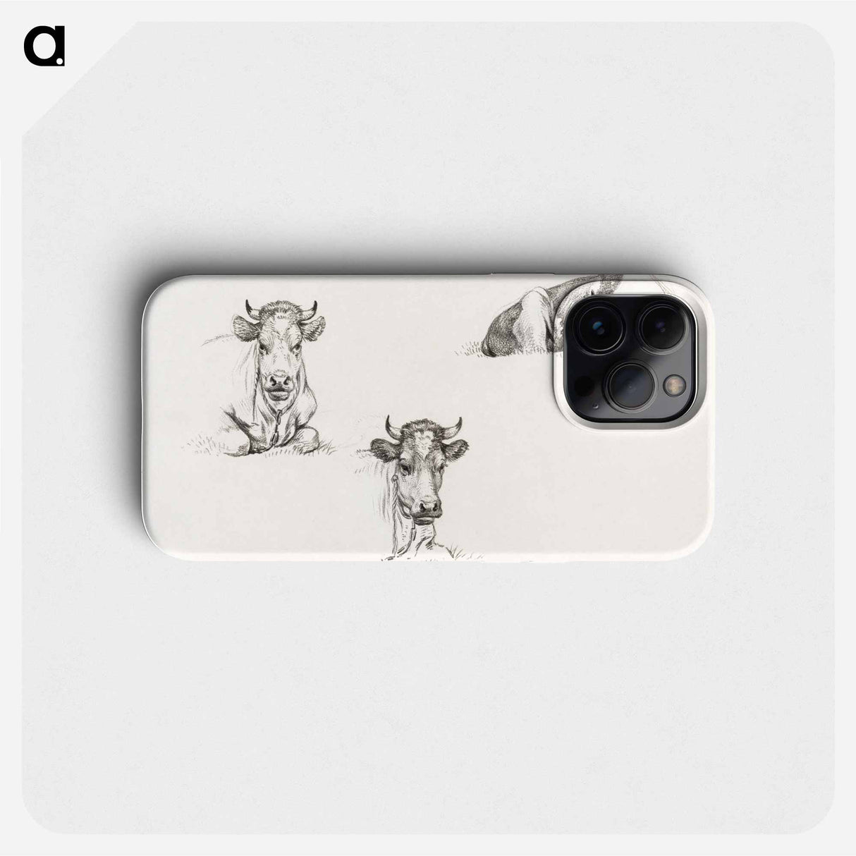 Three sketches of a lying cow - ジャン ベルナール Phone Case.