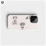 Three sketches of a lying cow - ジャン ベルナール Phone Case.