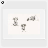 Three sketches of a lying cow - ジャン ベルナール Poster.