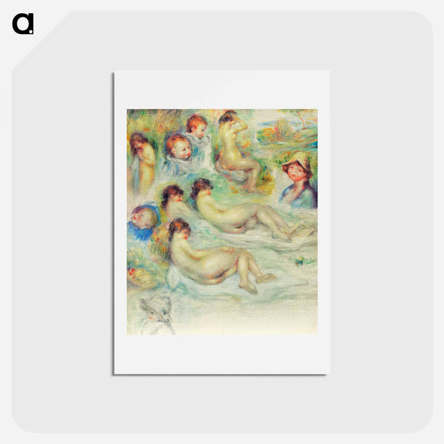 アートポストカード-Studies of Pierre Renoir; His Mother, Aline Charigot; Nudes; and Landscape - ピエール オーギュスト ルノワール Postcard.