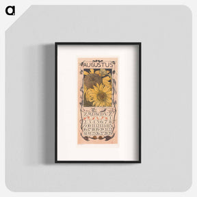アートポスター-Kalenderblad augustus met zonnebloemen - テオ ヴァン ホイテマ Poster.