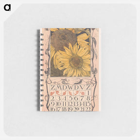 アートメモ帳-Kalenderblad augustus met zonnebloemen - テオ ヴァン ホイテマ Memo.