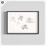 Four study sketches of cows - ジャン ベルナール Poster.