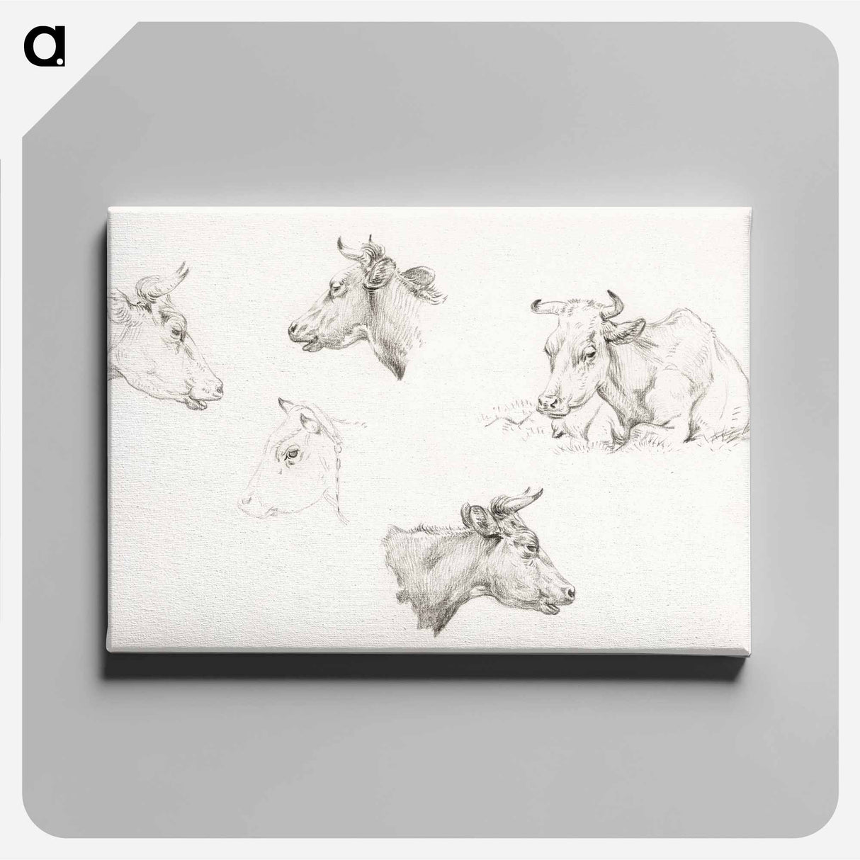 アートパネル-Four study sketches of cows - ジャン ベルナール Canvas.