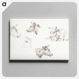 アートパネル-Four study sketches of cows - ジャン ベルナール Canvas.