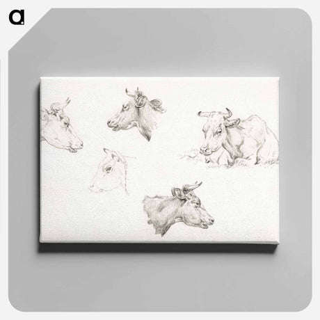 アートパネル-Four study sketches of cows - ジャン ベルナール Canvas.