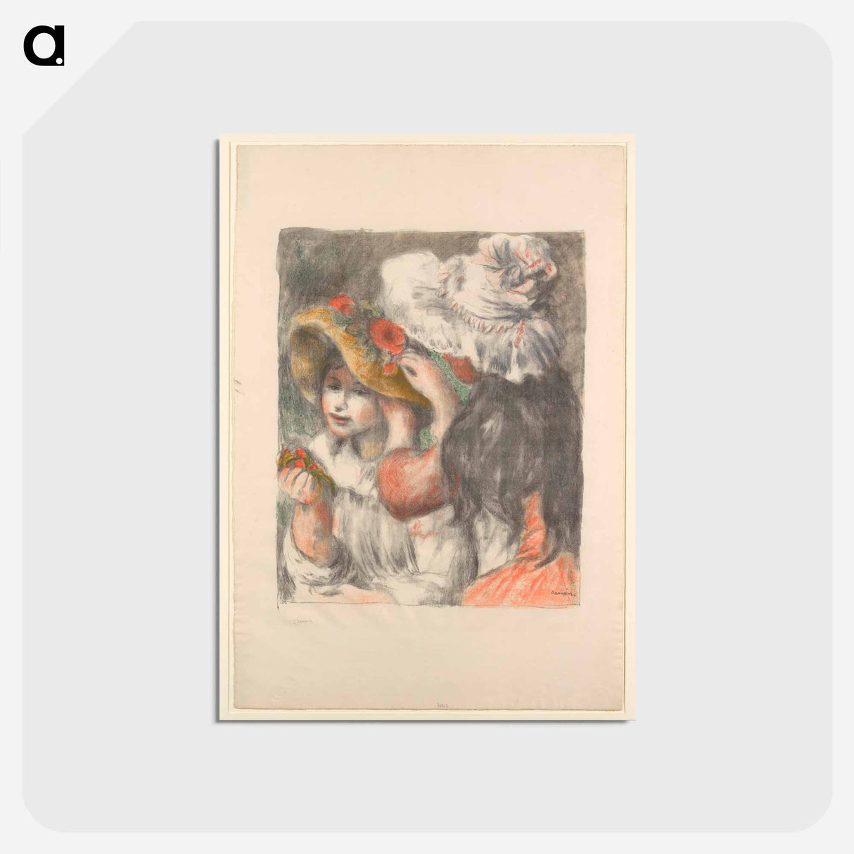 アートポストカード-The Hat Pinned with Flowers - ピエール オーギュスト ルノワール Postcard.