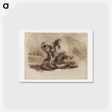 アートポストカード-Horse and Rider Attacked by a Lion - ウジェーヌ ドラクロワ Postcard.
