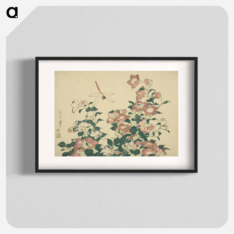 アートポスター-Hokusai's dragonfly and bellflower - 葛飾 北斎 Poster.