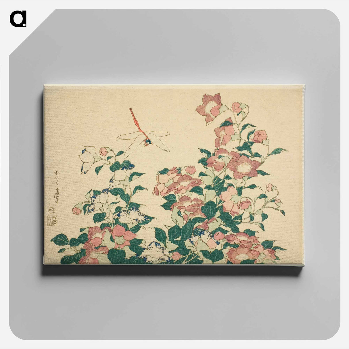 Hokusai's dragonfly and bellflower - 葛飾 北斎 Canvas.