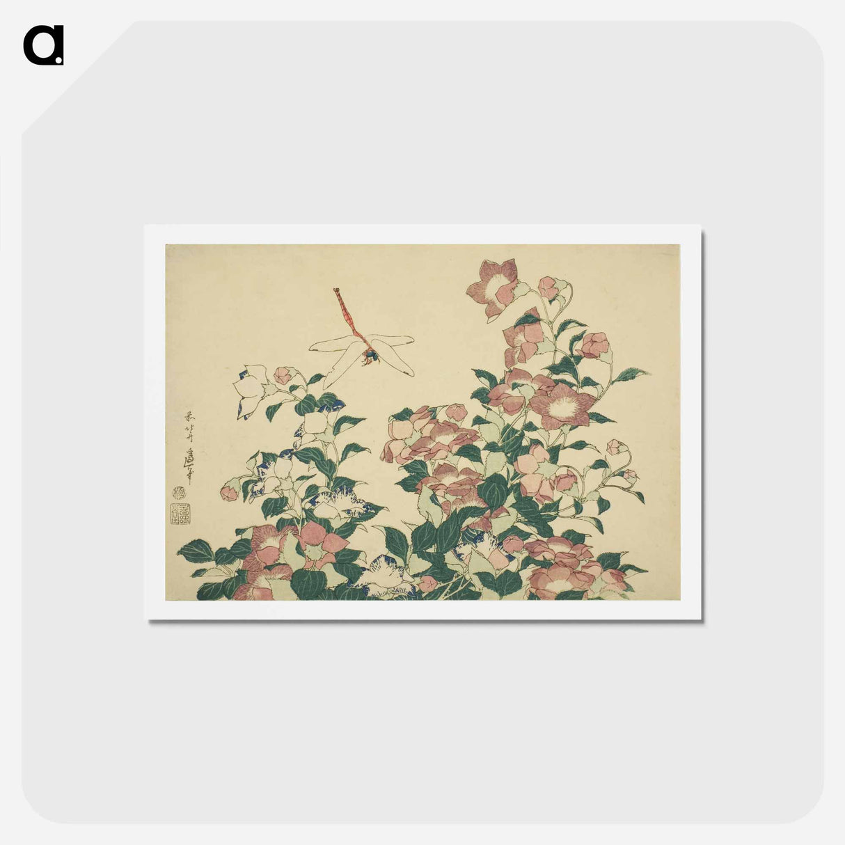 アートポストカード-Hokusai's dragonfly and bellflower - 葛飾 北斎 Postcard.
