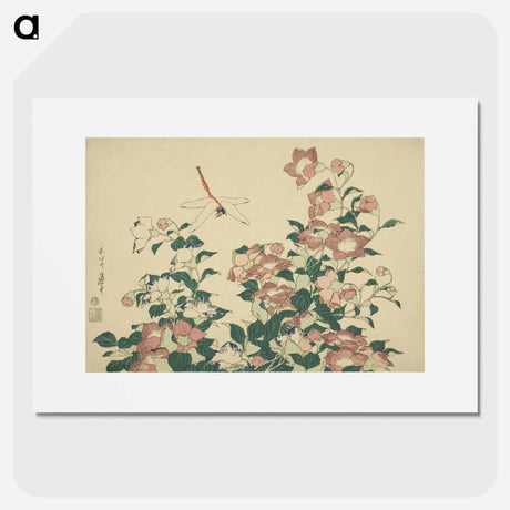 アートポスター-Hokusai's dragonfly and bellflower - 葛飾 北斎 Poster.