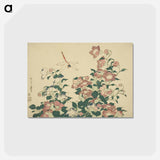 アートポストカード-Hokusai's dragonfly and bellflower - 葛飾 北斎 Postcard.