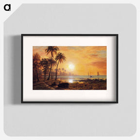 アートポスター-Tropical Landscape with Fishing Boats in Bay - アルバート ビアスタット Poster.
