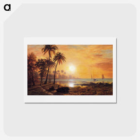 アートポストカード-Tropical Landscape with Fishing Boats in Bay - アルバート ビアスタット Postcard.