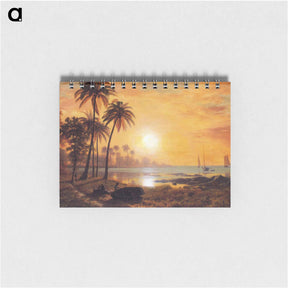 アートメモ帳-Tropical Landscape with Fishing Boats in Bay - アルバート ビアスタット Memo.