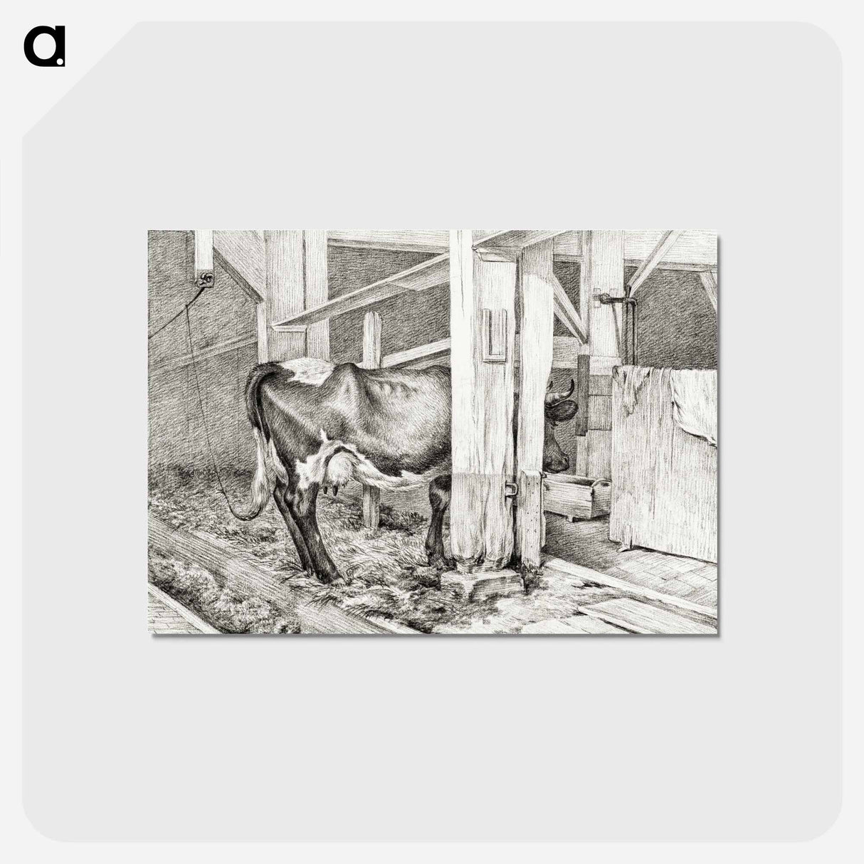 アートポストカード-Standing cow - ジャン ベルナール Postcard.
