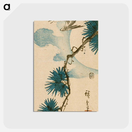 アートポストカード-Cuckoo and Pine Tree with Full Moon
 - 歌川 広重 Postcard.