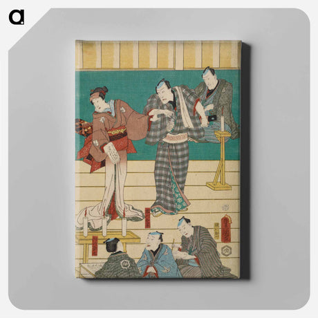アートパネル-Center Sheet of a Vertical Ōban Pentaptych
 - 歌川 国貞 Canvas.