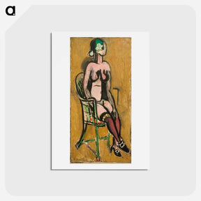 アートポストカード-Seated Nude with Violet Stockings - アンリ マティス Postcard.