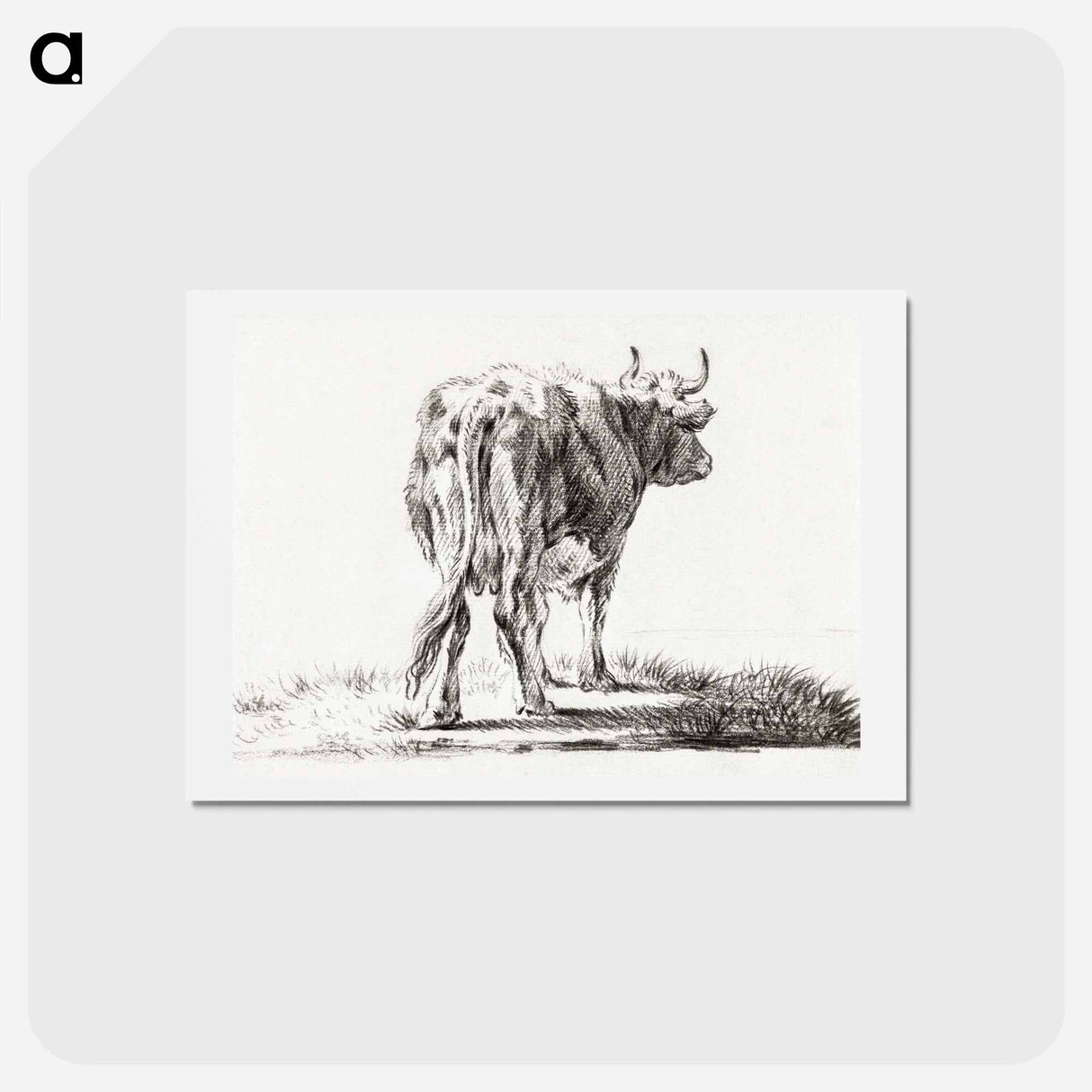 アートポストカード-Standing cow - ジャン ベルナール Postcard.