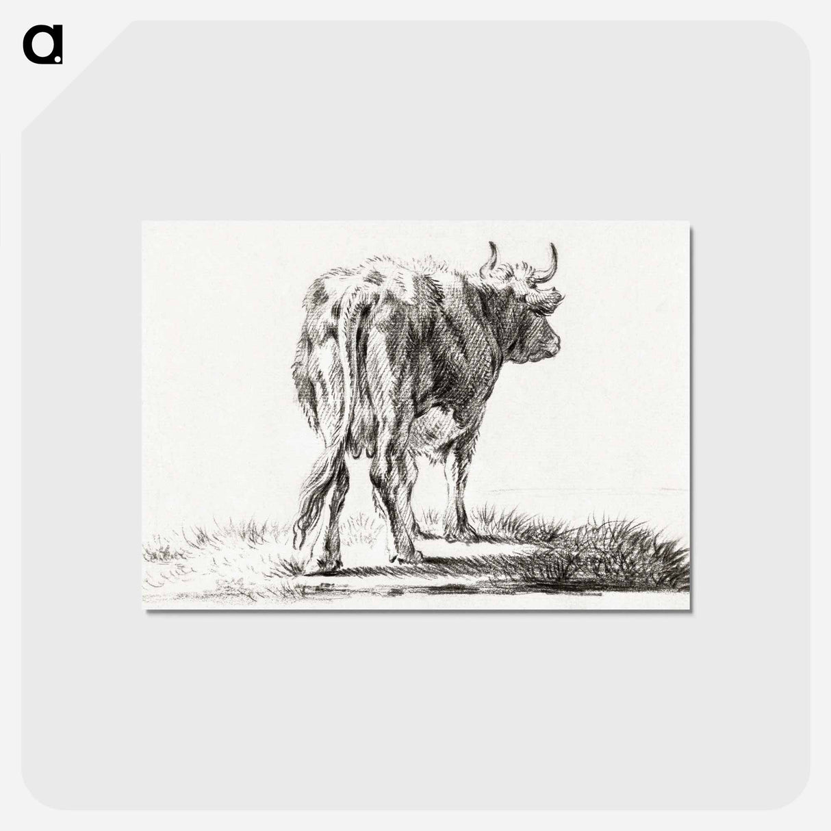 アートポストカード-Standing cow - ジャン ベルナール Postcard.