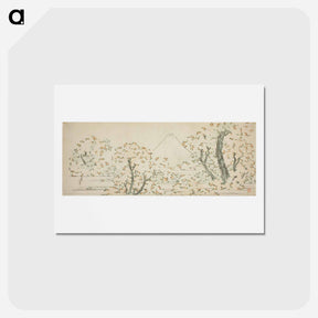 アートポストカード-Hokusai's Fuji en kersenbloesem - 葛飾 北斎 Postcard.