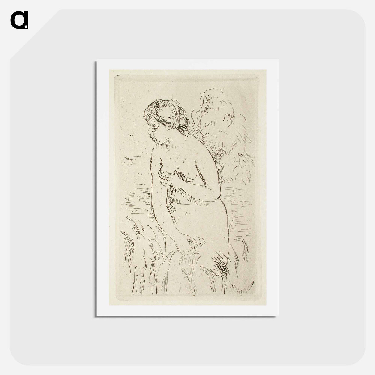 アートポストカード-Baigneuse debout, à mi-jambes - ピエール オーギュスト ルノワール Postcard.