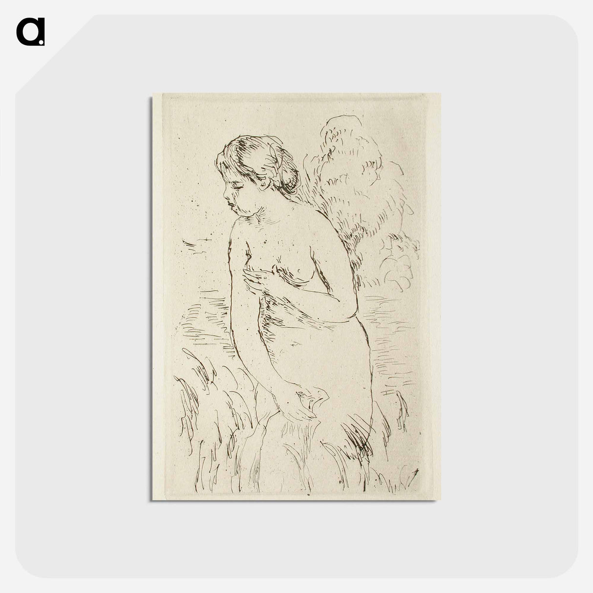 アートポストカード-Baigneuse debout, à mi-jambes - ピエール オーギュスト ルノワール Postcard.