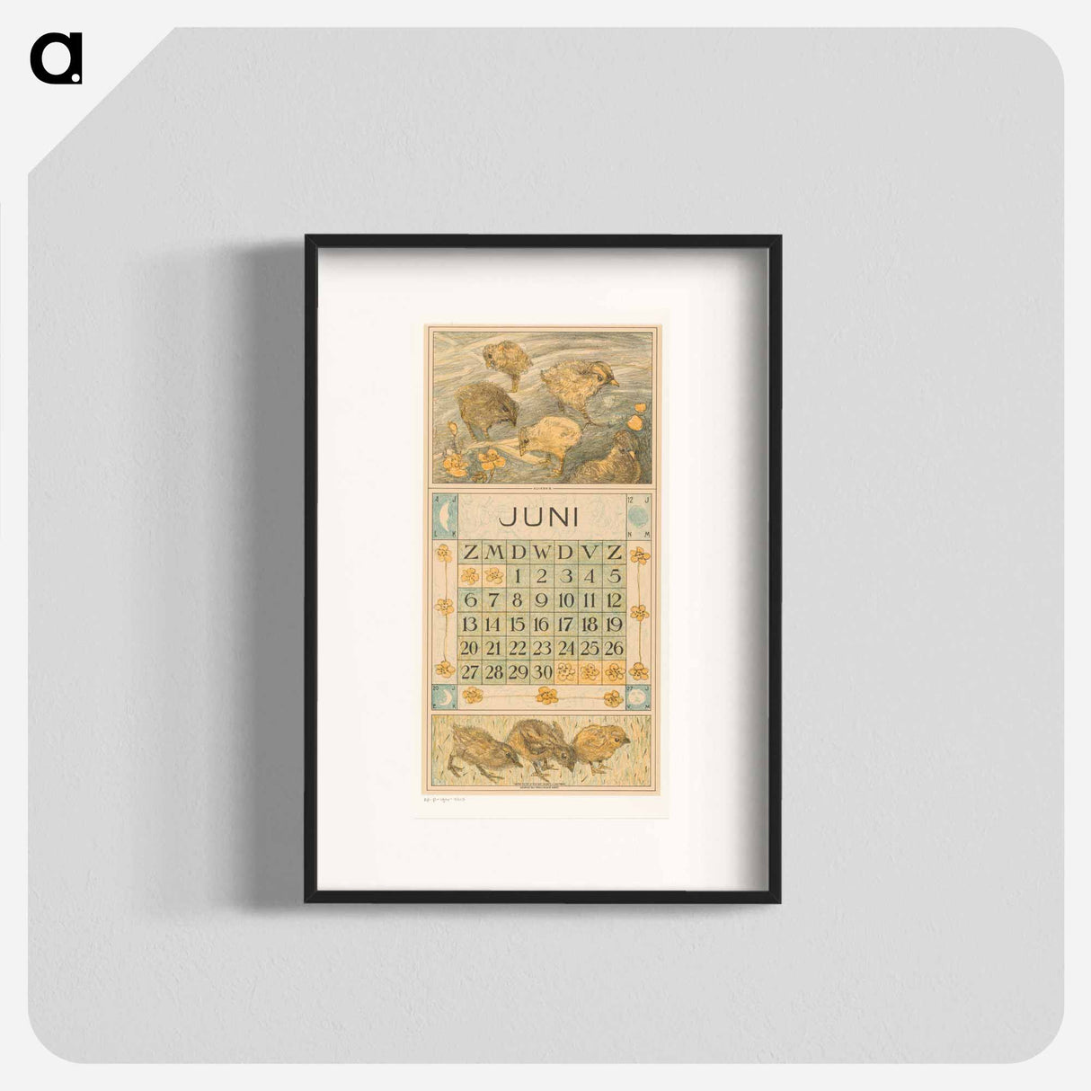 Kalenderblad juni met kuikens - テオ ヴァン ホイテマ Poster.