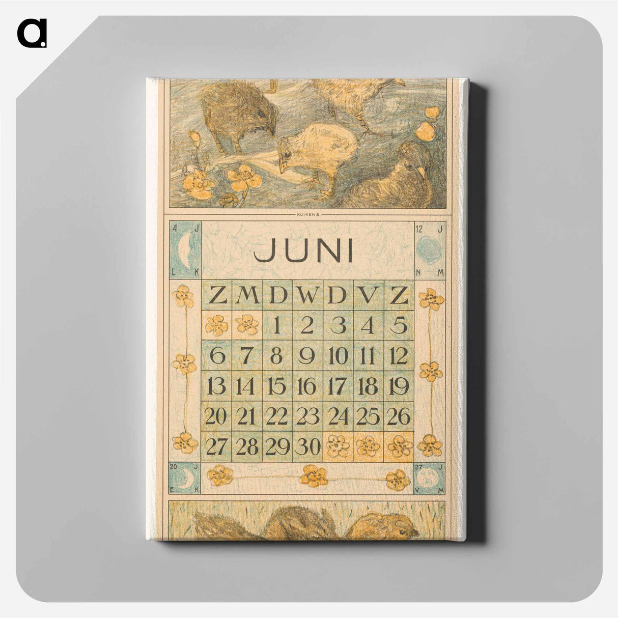 Kalenderblad juni met kuikens - テオ ヴァン ホイテマ Canvas.